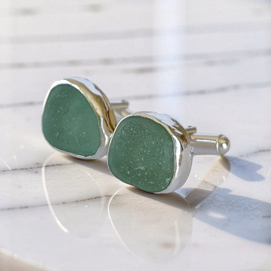 Ocean Sea Glass Cuff Links