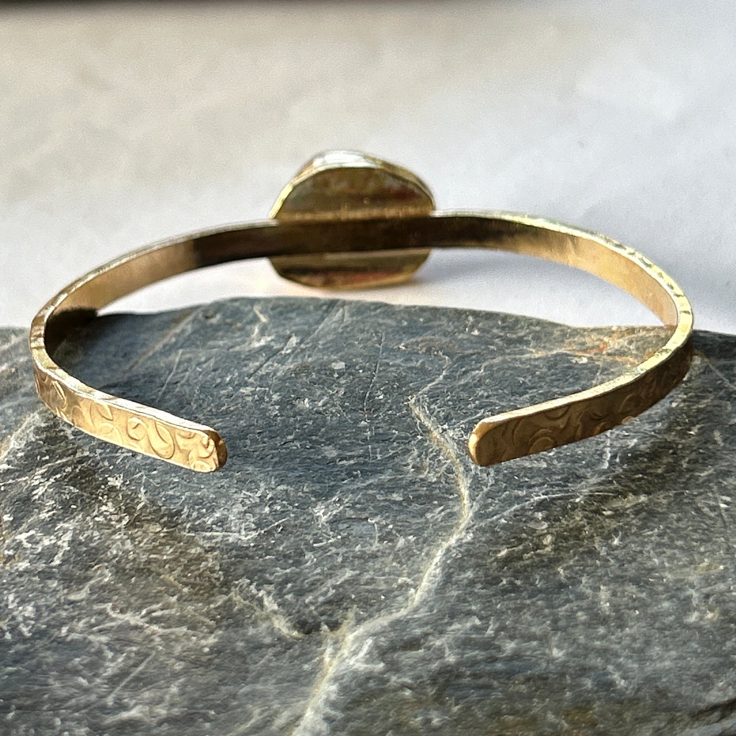 Gold Sea Glass Cuff - Silver Lines Jewellery