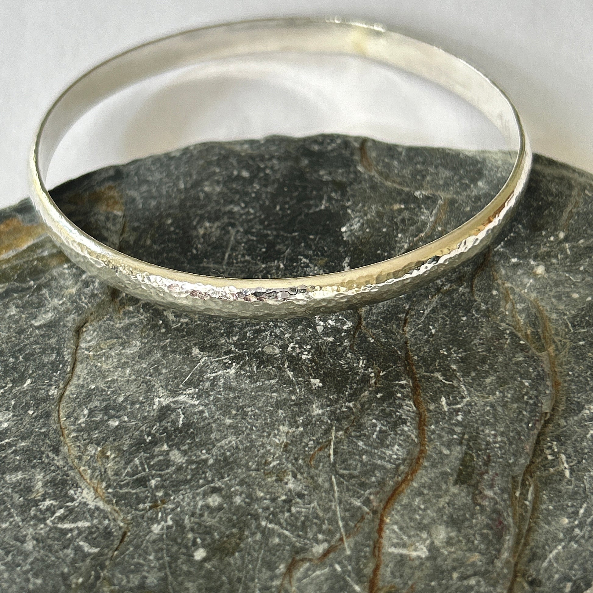 Heavy Domed Sterling Silver Bangle - Silver Lines Jewellery