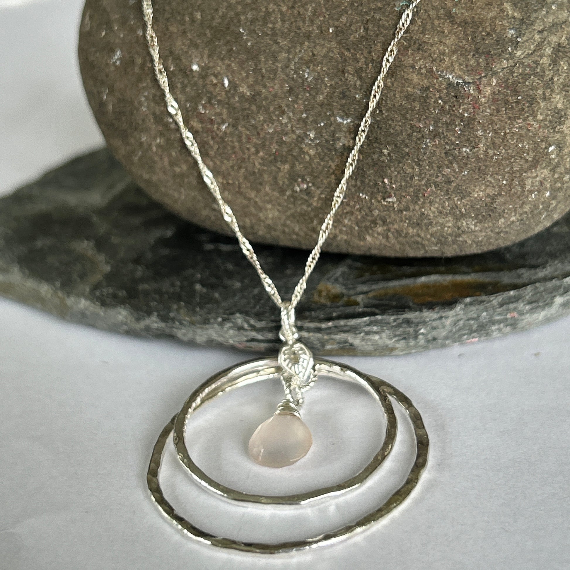 Rose Quartz Silver Hoop Earrings - Silver Lines Jewellery
