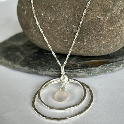 Pink Quartz Hoop Necklace - Silver Lines Jewellery