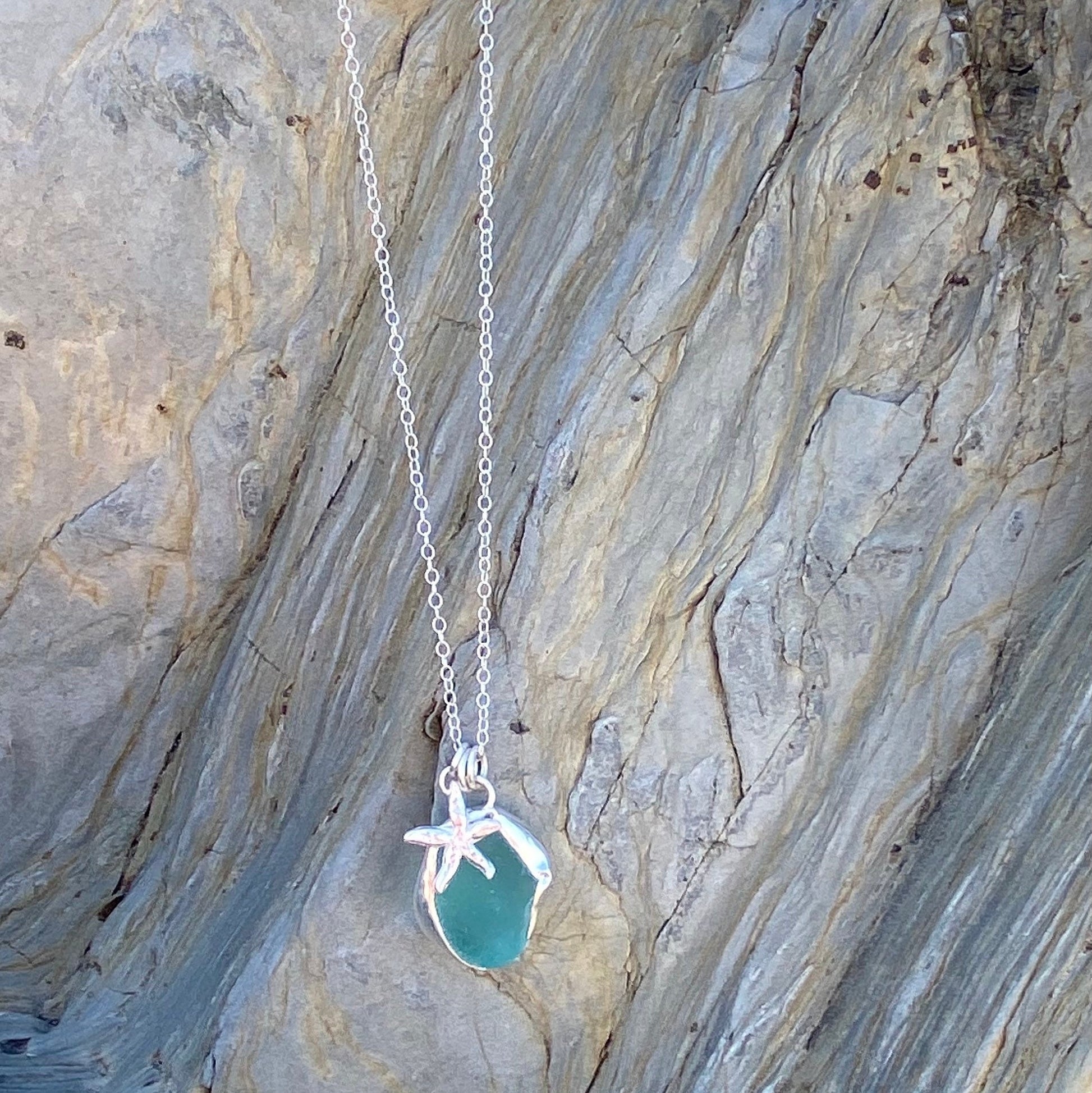 Ocean Sea Foam Sea Glass Necklace - Silver Lines Jewellery