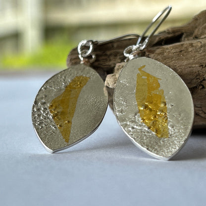 Silver With Gold Leaf Earrings - Silver Lines Jewellery