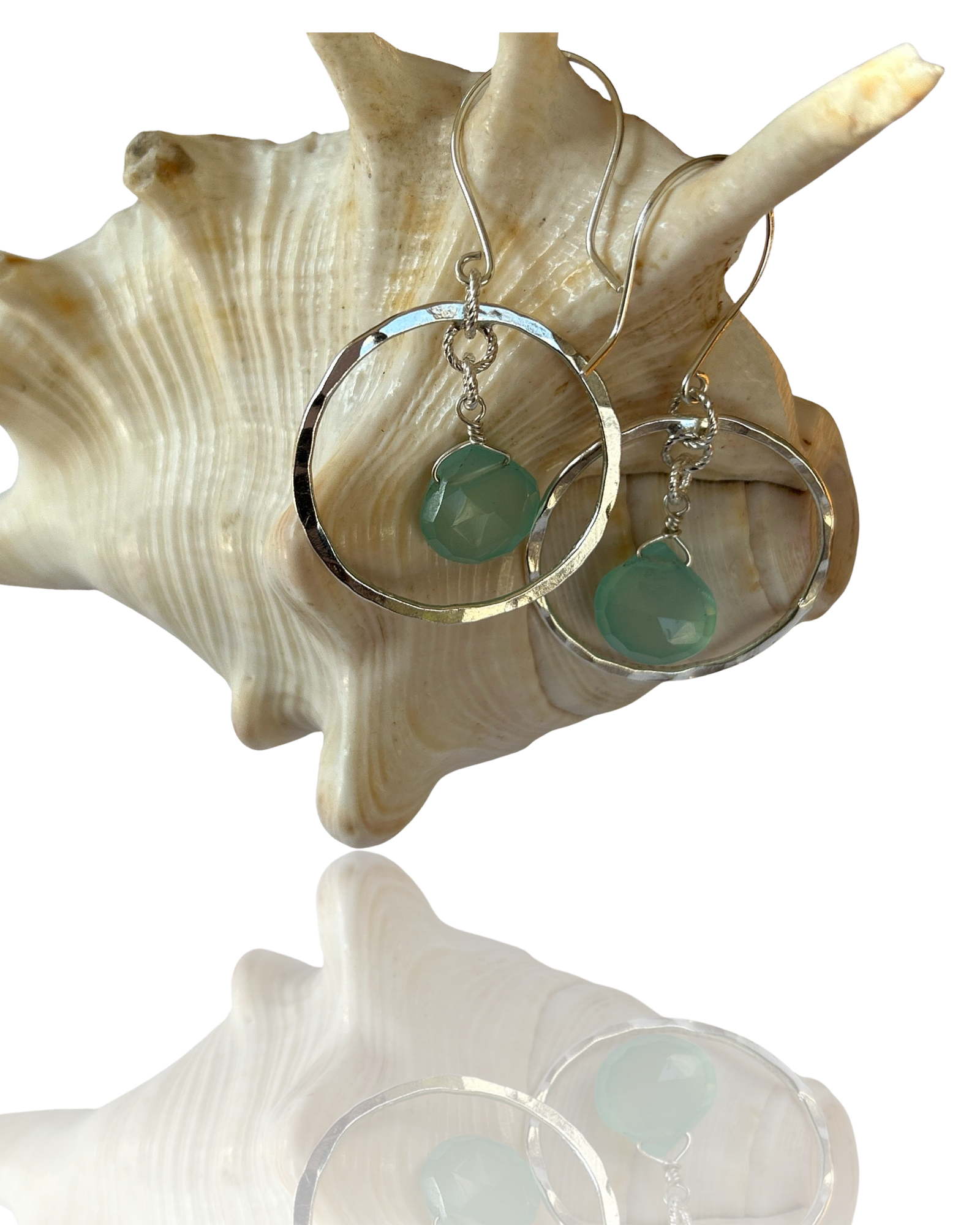 Chalcedony  Silver Hoop Earrings - Silver Lines Jewellery