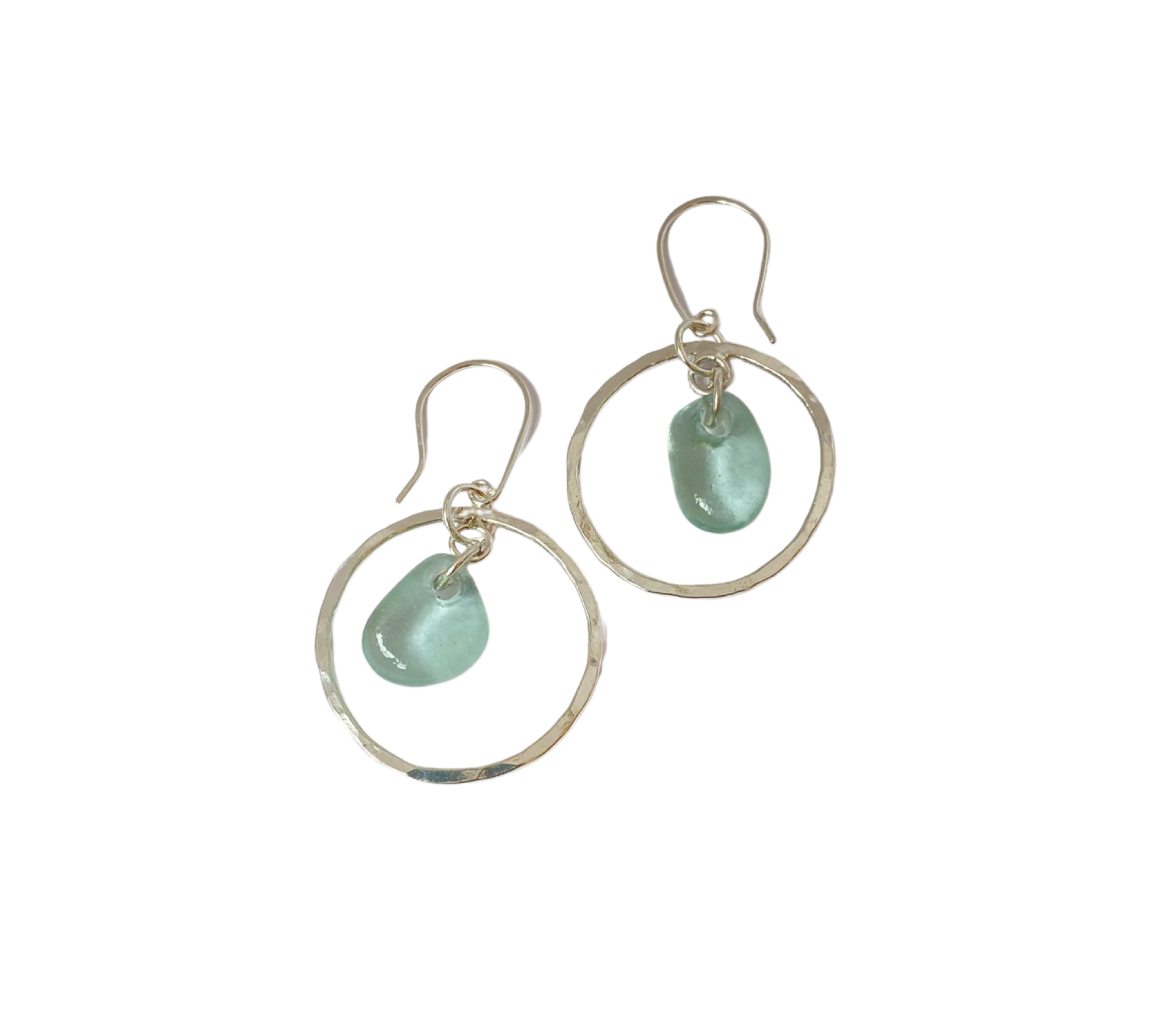 Ocean Sea Glass Hoop Earrings - Silver Lines Jewellery