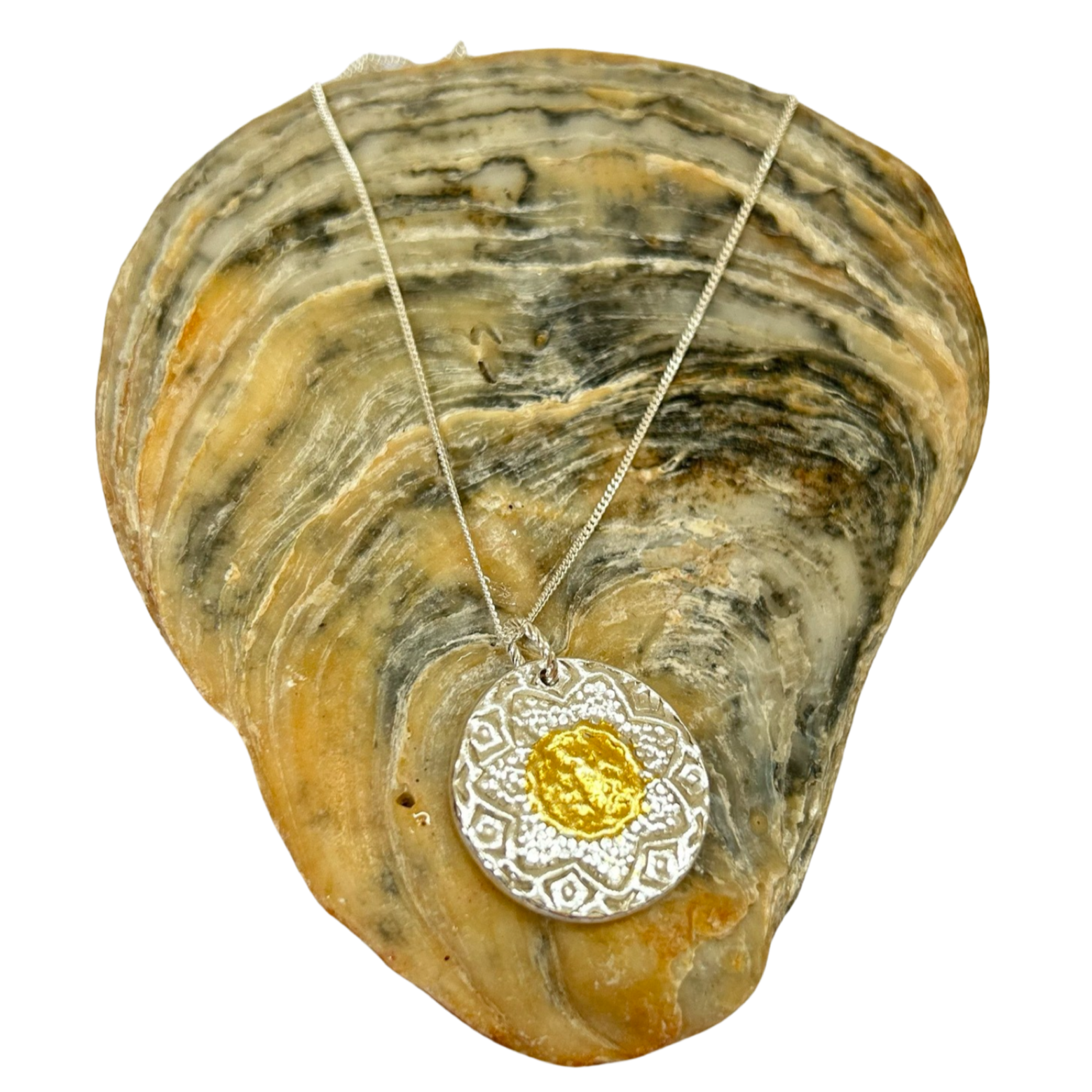 Silver and gold Patterned Necklace - Silver Lines Jewellery