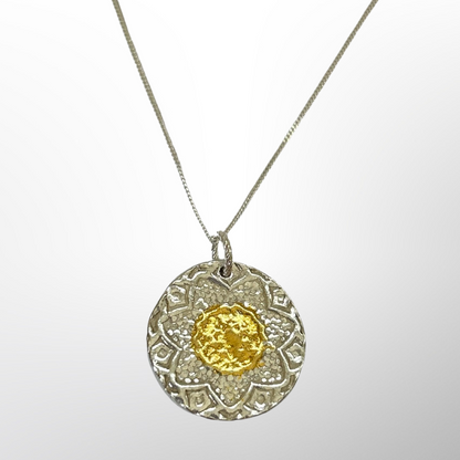 Silver and gold Patterned Necklace - Silver Lines Jewellery