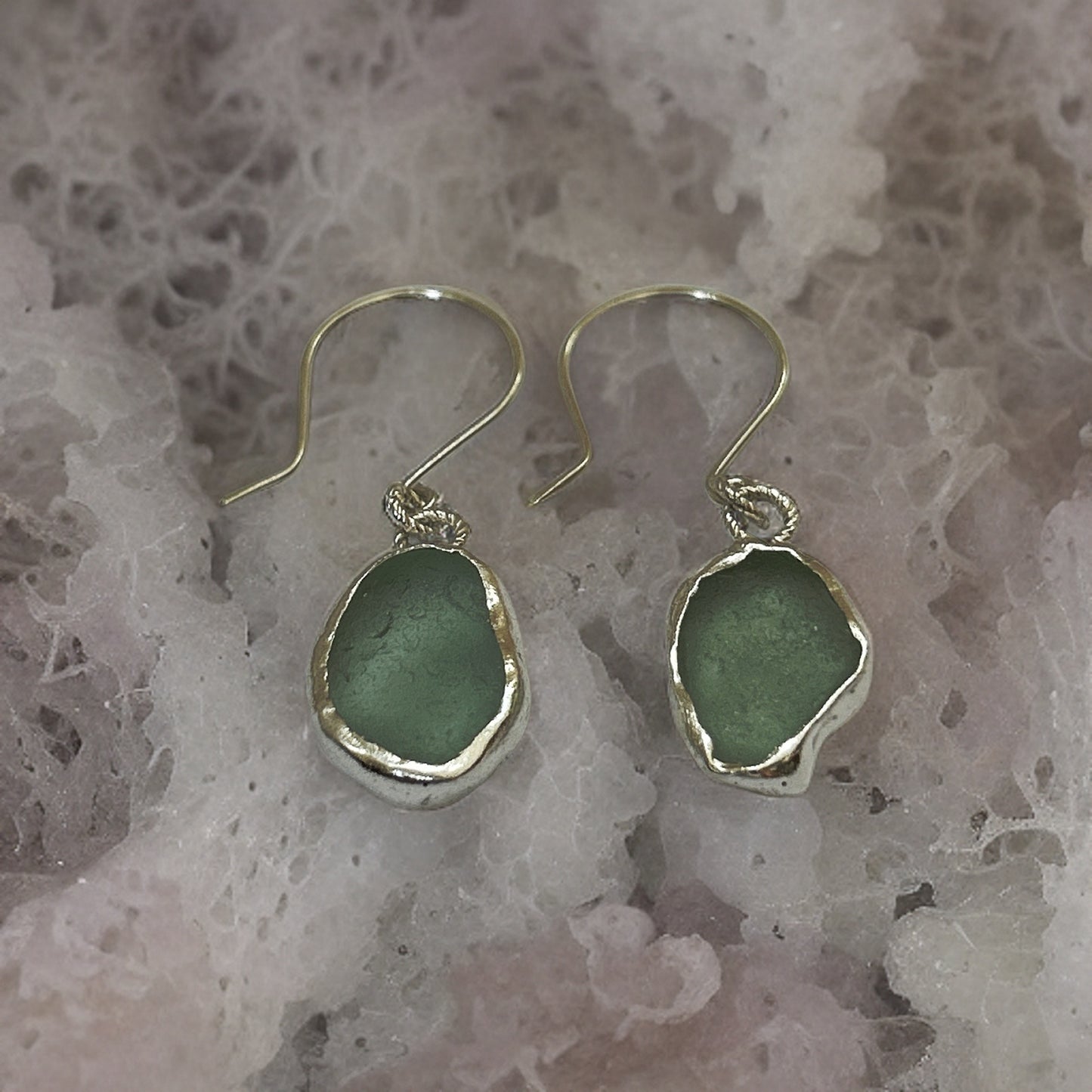 Ocean Sea Glass Silver Earrings - Silver Lines Jewellery