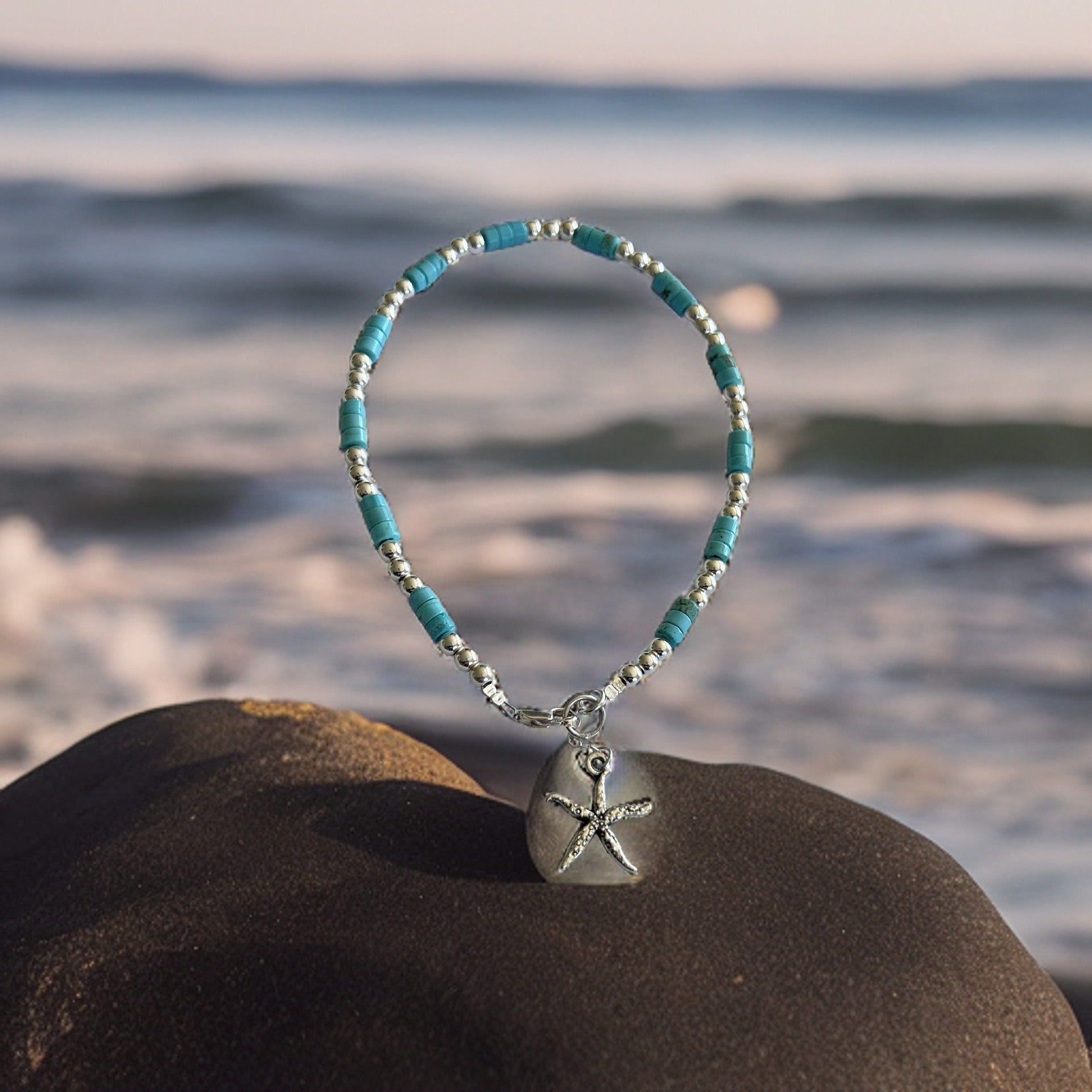 Sea breeze Turquoise Anklet - Silver Lines Jewellery