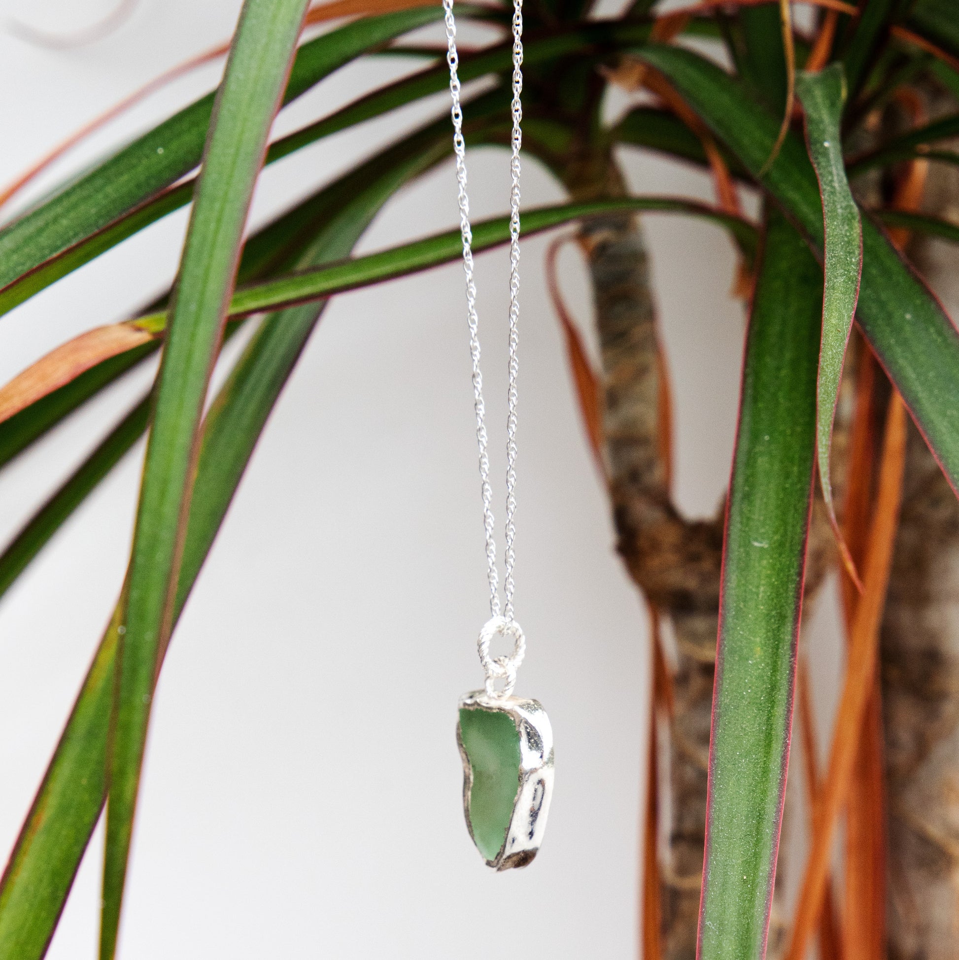 Sea Glass Silver Back Necklace - Silver Lines Jewellery