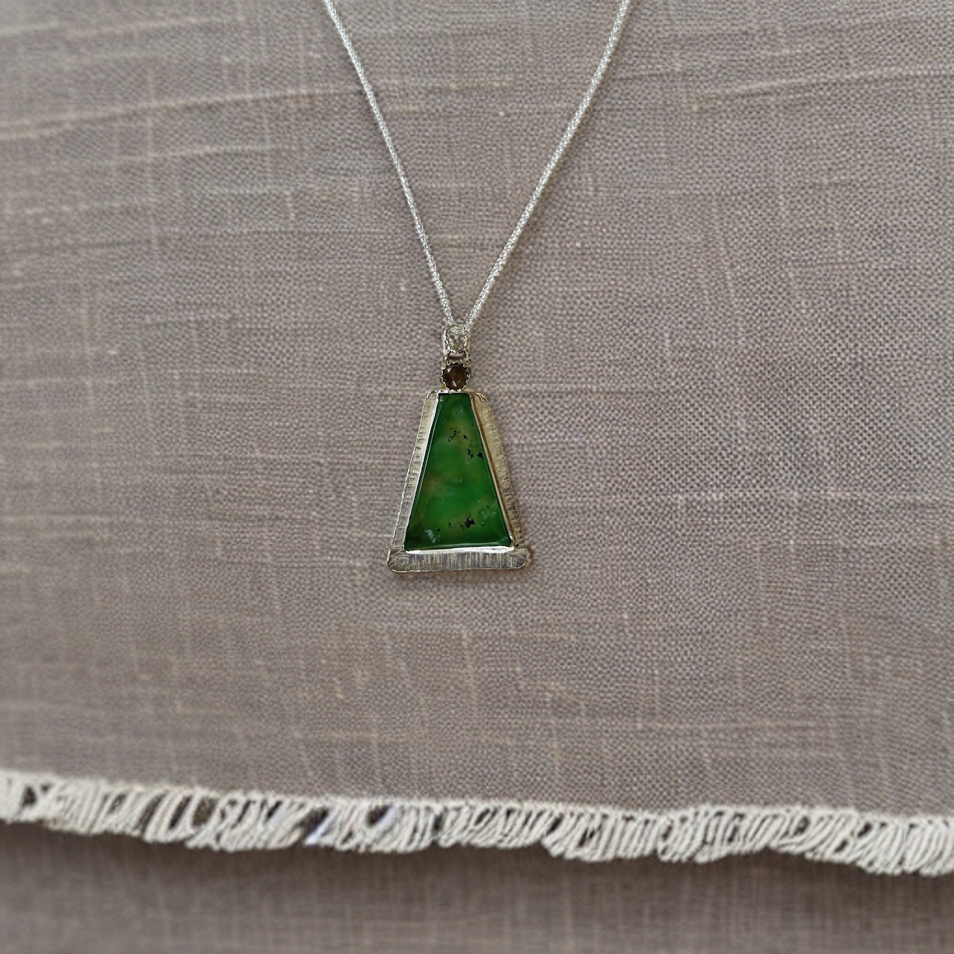 Chrysoprase Lush Green Necklace - Silver Lines Jewellery