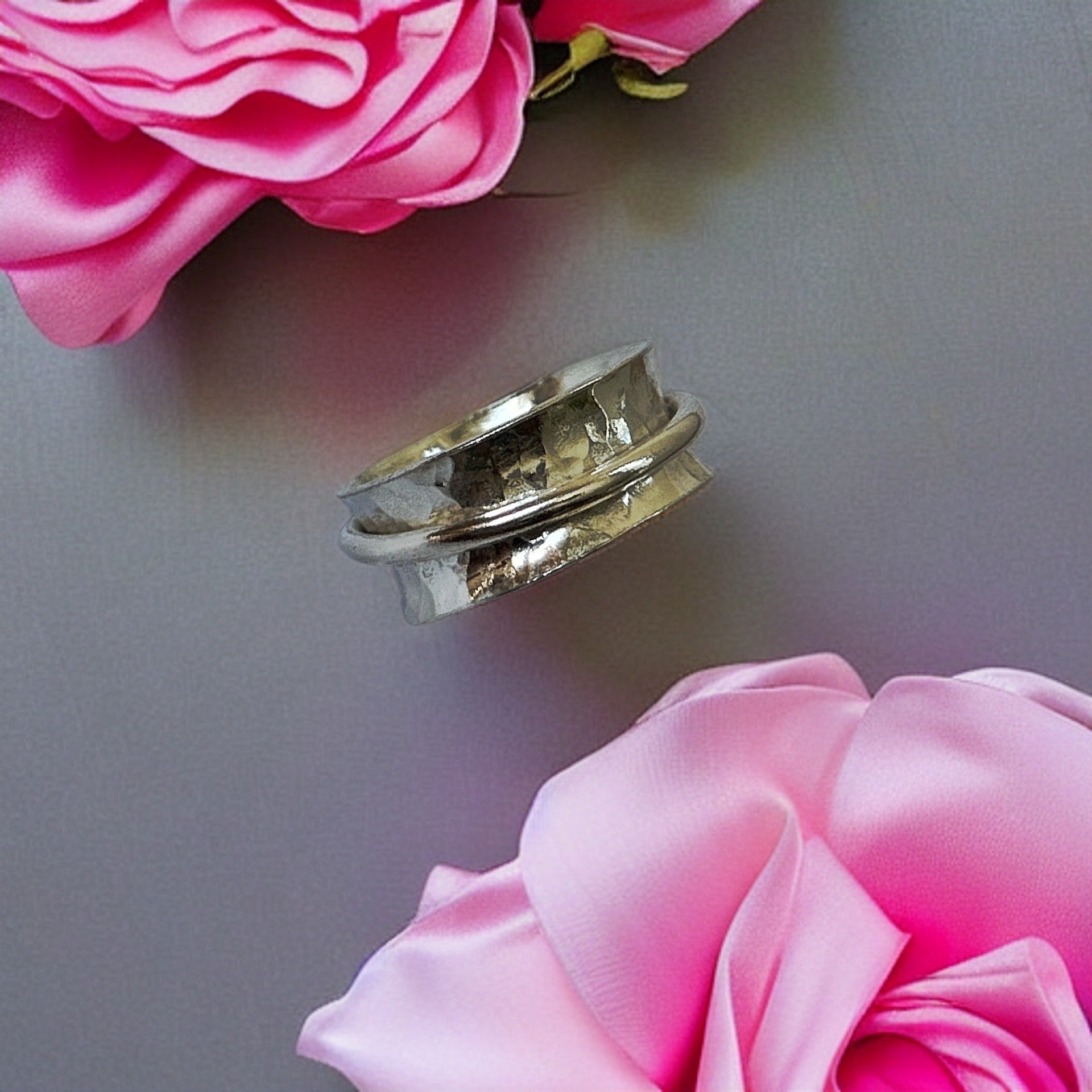 Silver With Silver Spinner Ring - Silver Lines Jewellery