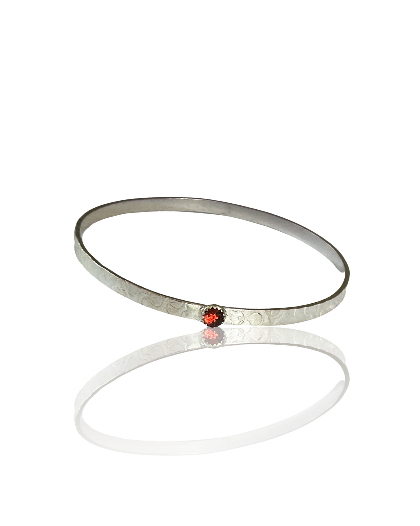 Silver Garnet Bangle - Silver Lines Jewellery