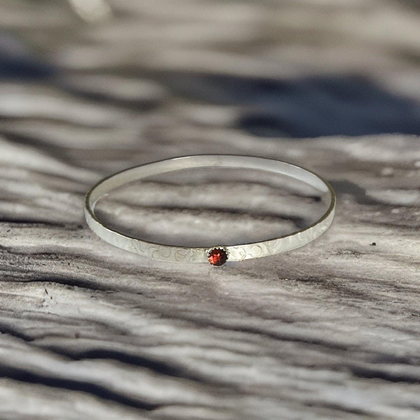 Silver Garnet Bangle - Silver Lines Jewellery