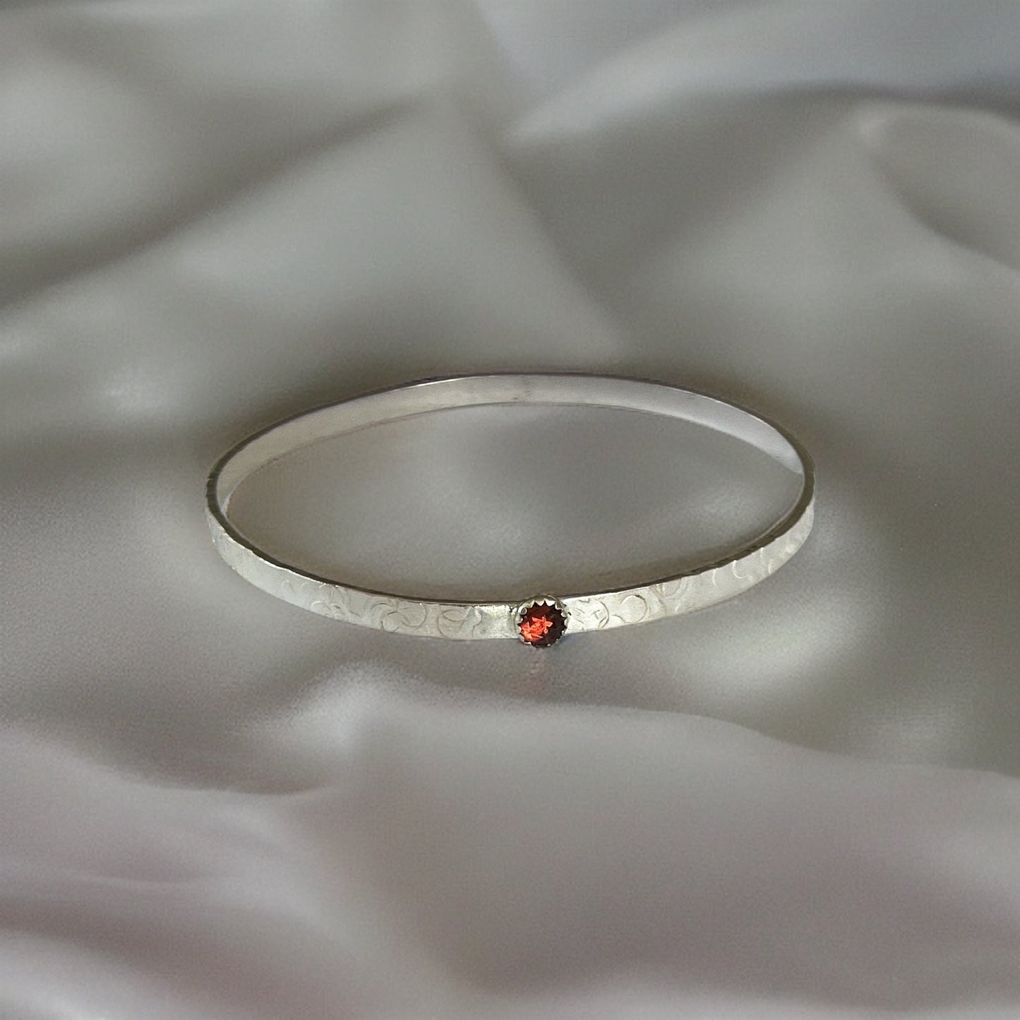 Silver Garnet Bangle - Silver Lines Jewellery