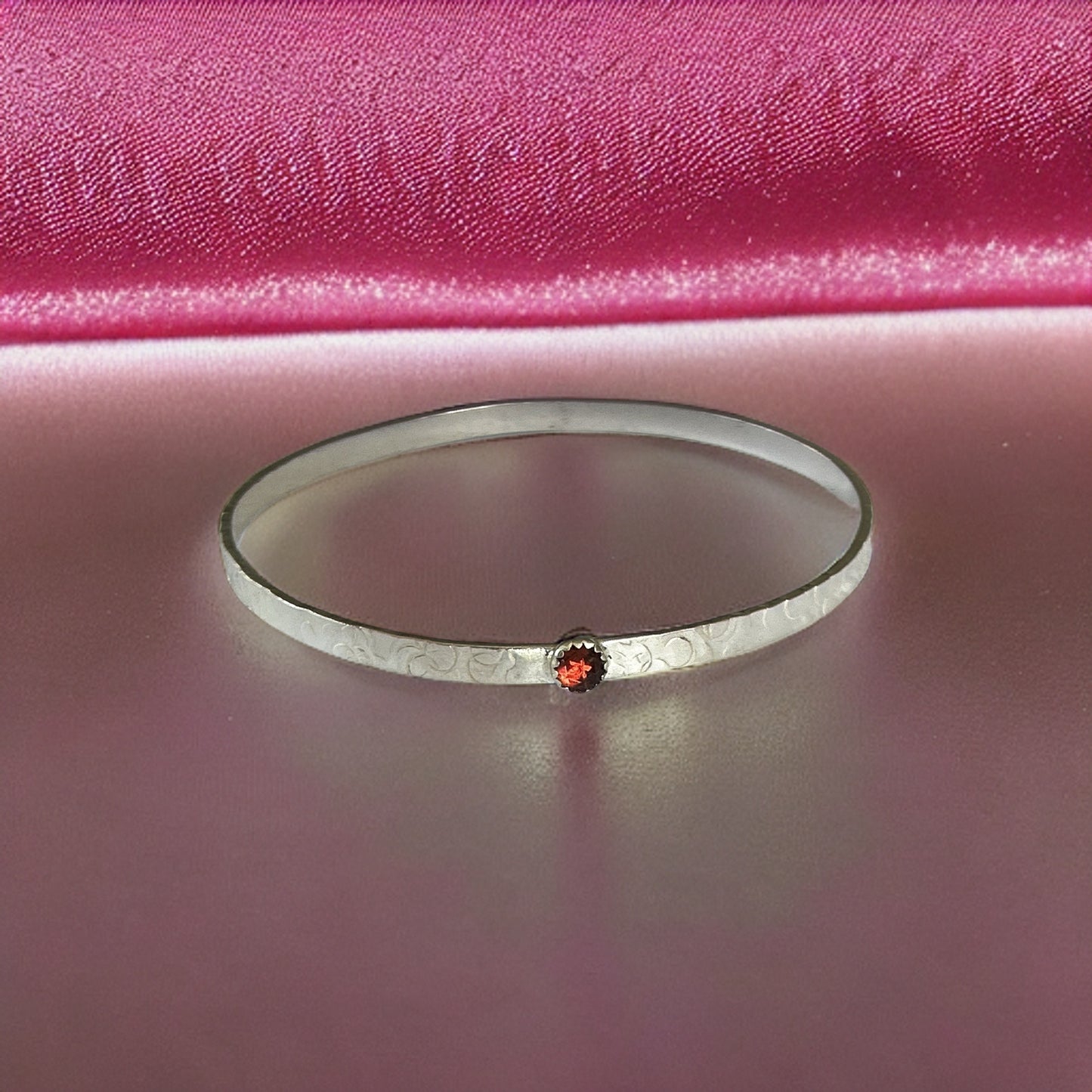 Silver Garnet Bangle - Silver Lines Jewellery