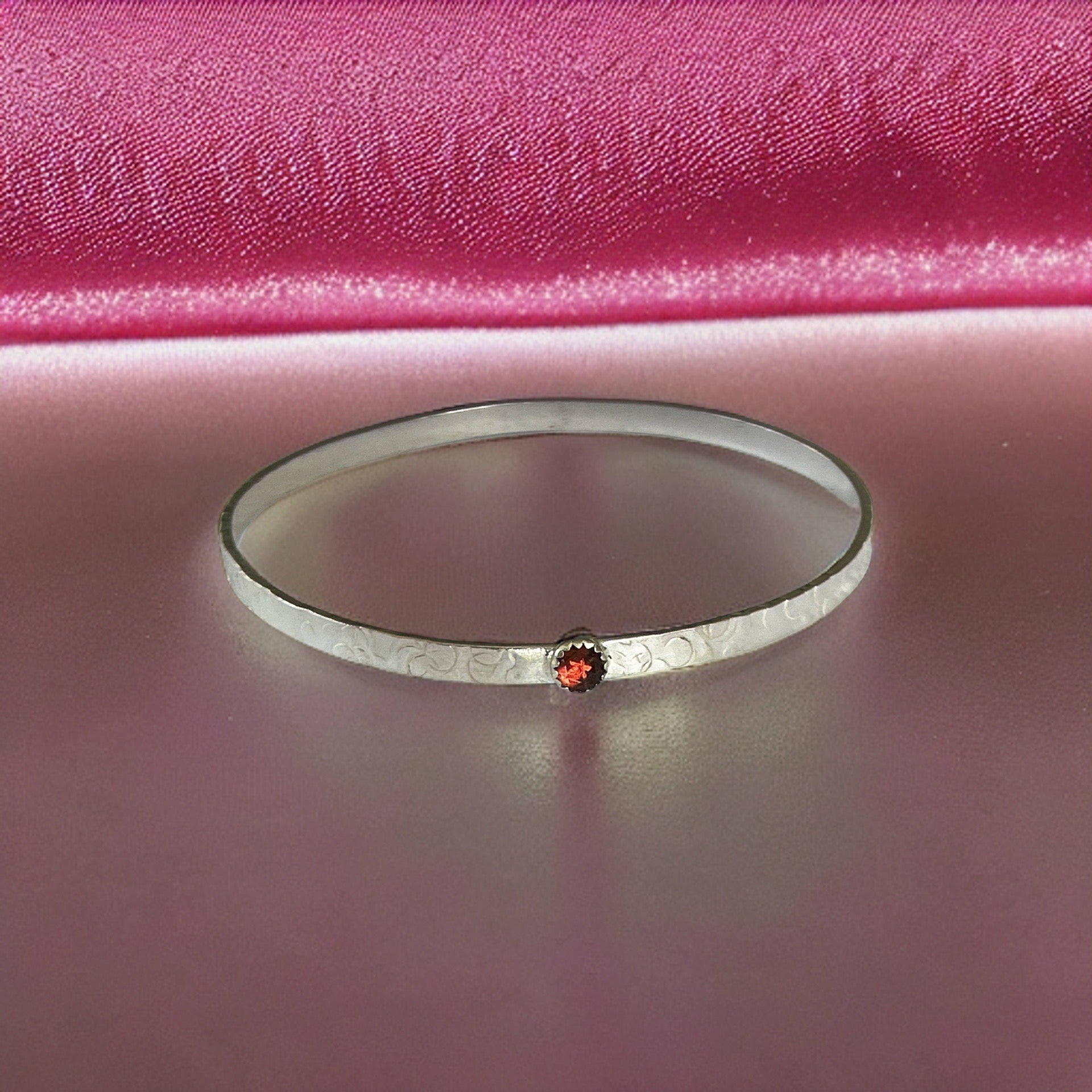 Silver Garnet Bangle - Silver Lines Jewellery
