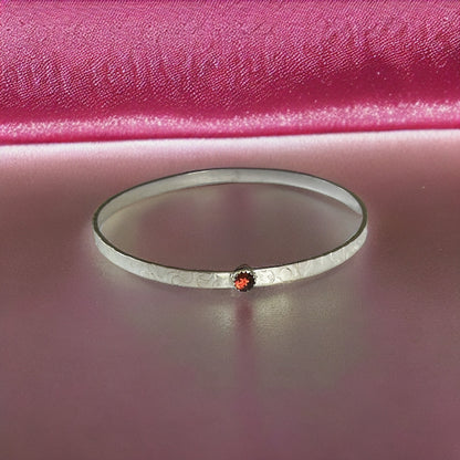 Silver Garnet Bangle - Silver Lines Jewellery