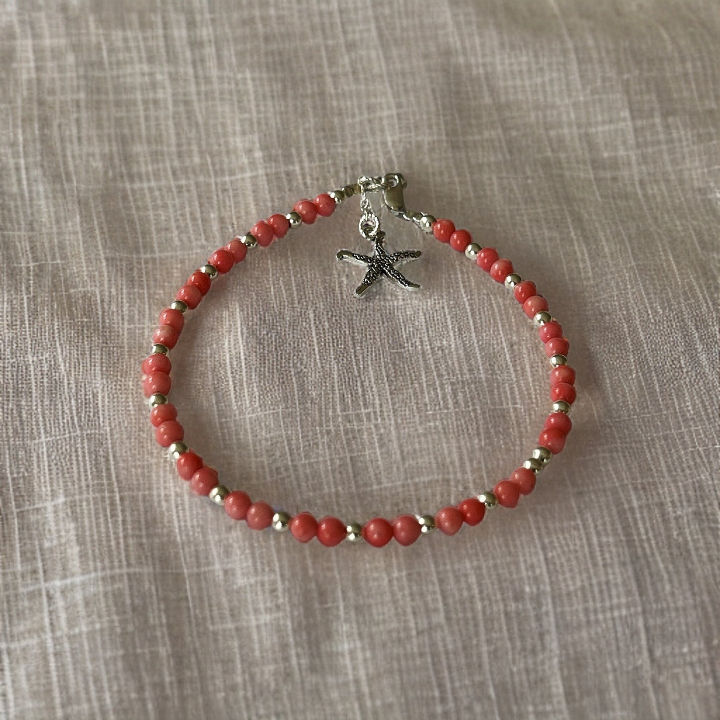Delicate Coral Anklet - Silver Lines Jewellery