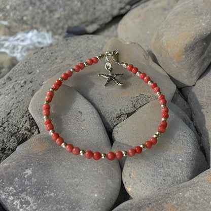 Delicate Coral Anklet - Silver Lines Jewellery