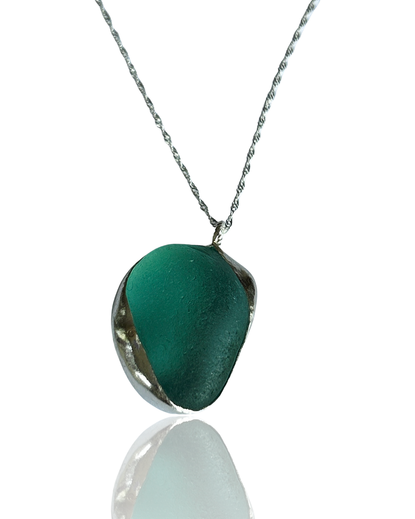 Ocean Sea Glass Necklace Sea Foam - Silver Lines Jewellery