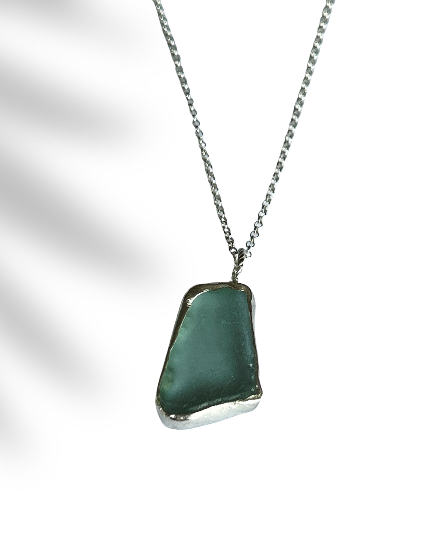 Ocean Sea Glass Necklace Sea Foam - Silver Lines Jewellery