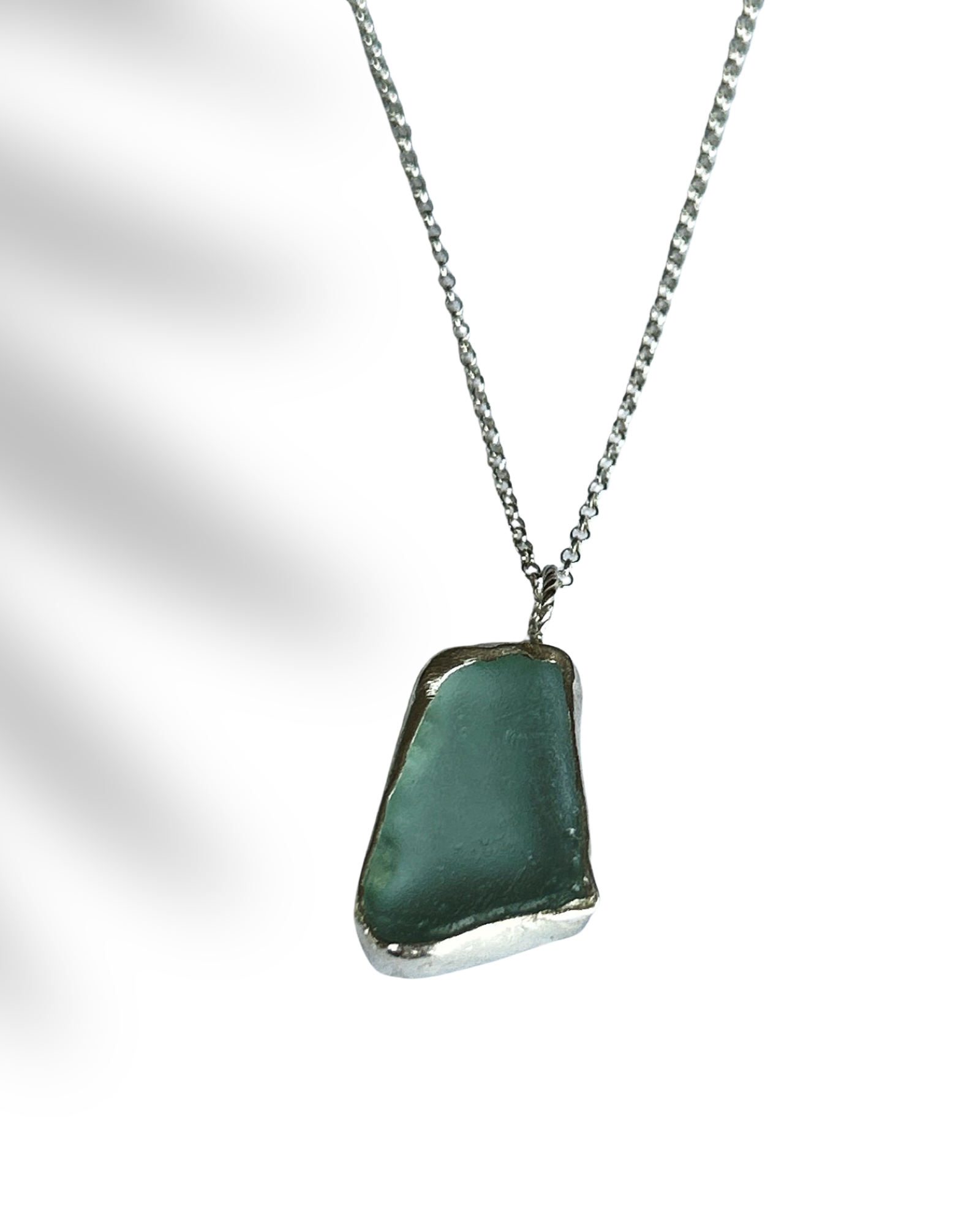 Ocean Sea Glass Necklace Sea Foam - Silver Lines Jewellery