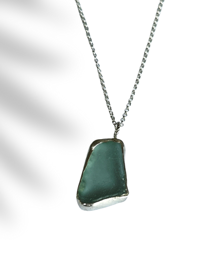 Ocean Sea Glass Necklace Sea Foam - Silver Lines Jewellery