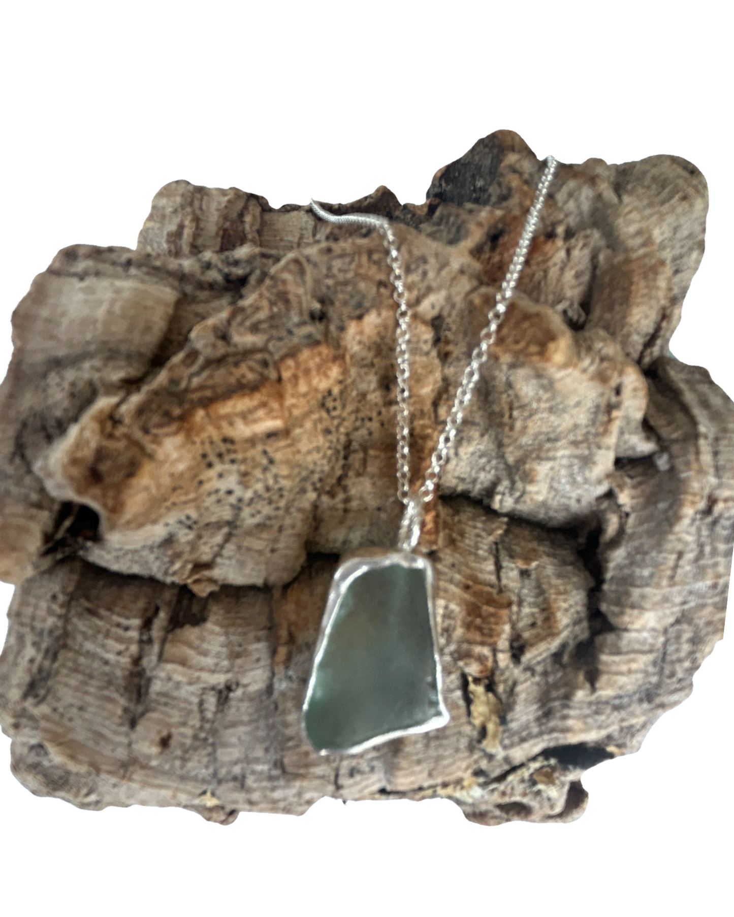 Ocean Sea Glass Necklace Sea Foam - Silver Lines Jewellery