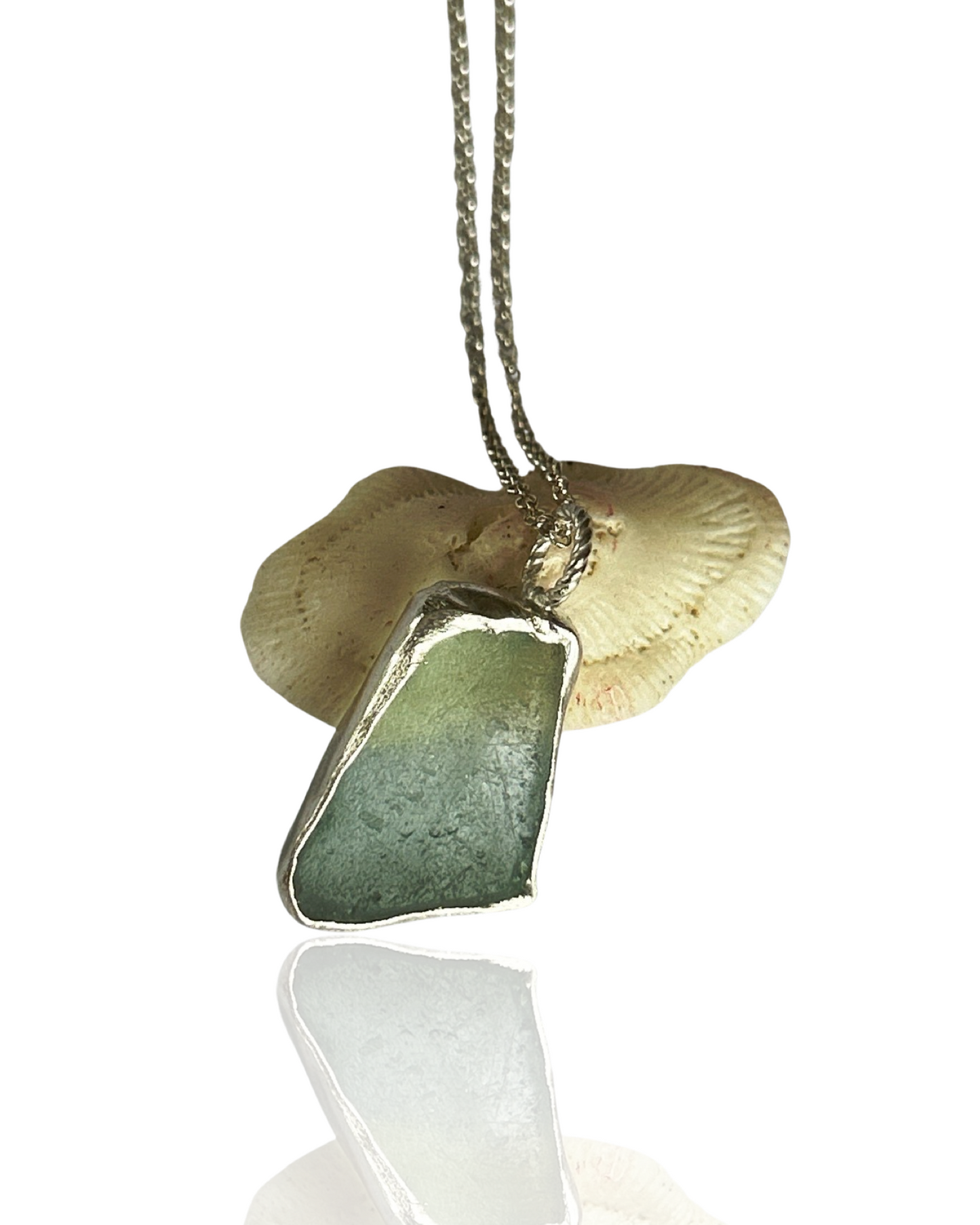 Ocean Sea Glass Necklace Sea Foam - Silver Lines Jewellery