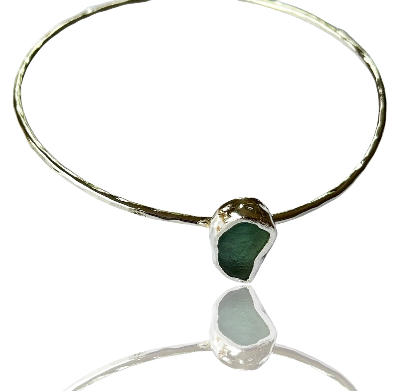 Ocean Sea Glass Bangle - Silver Lines Jewellery