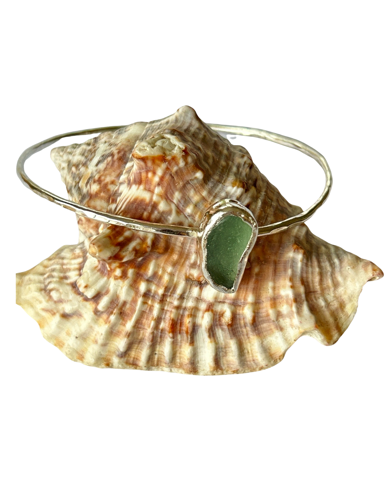 Ocean Sea Glass Bangle - Silver Lines Jewellery