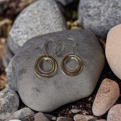 Silver and Copper Hoop Earrings - Silver Lines Jewellery