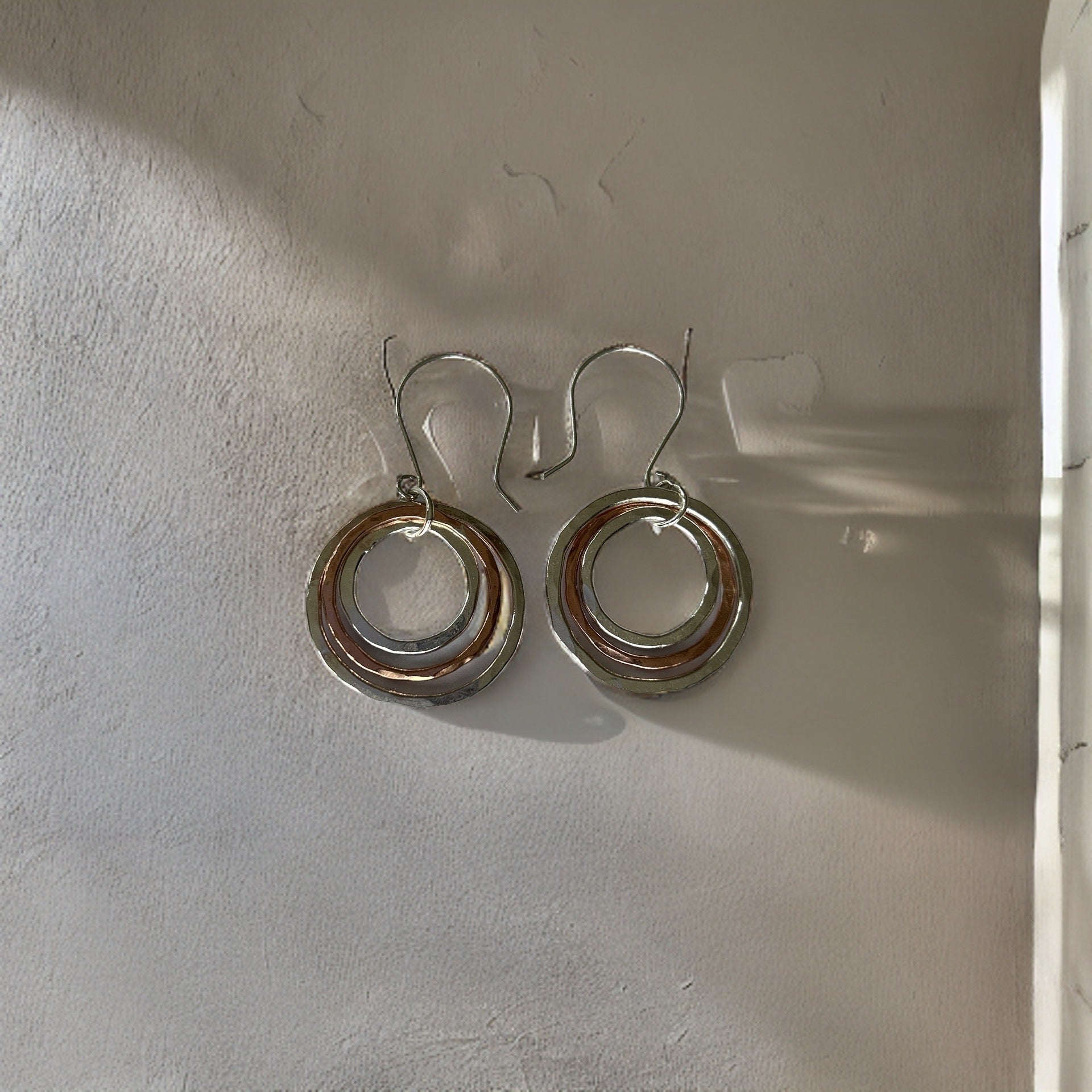 Silver and Copper Hoop Earrings - Silver Lines Jewellery