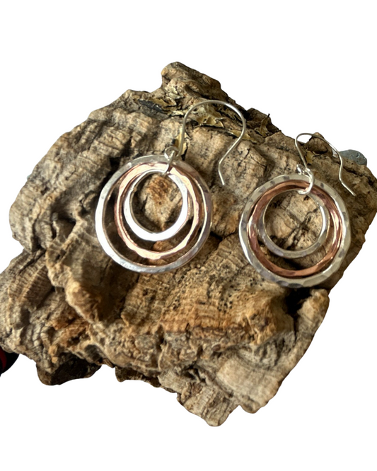 Silver and Copper Hoop Earrings - Silver Lines Jewellery