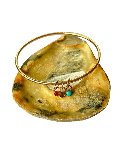 Gold Bangle With Gemstone Charms - Silver Lines Jewellery