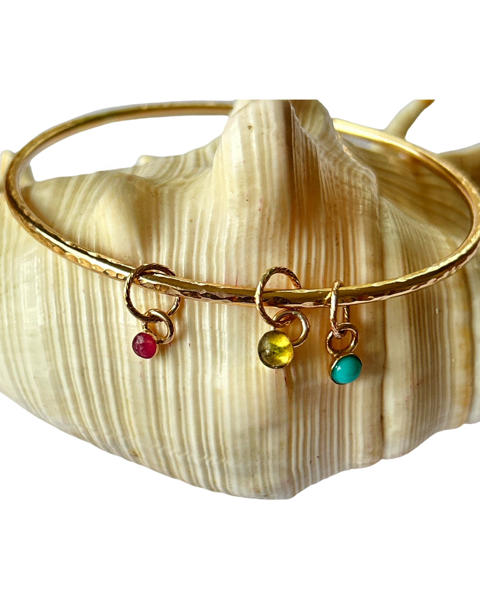 Gold Bangle With Gemstone Charms - Silver Lines Jewellery