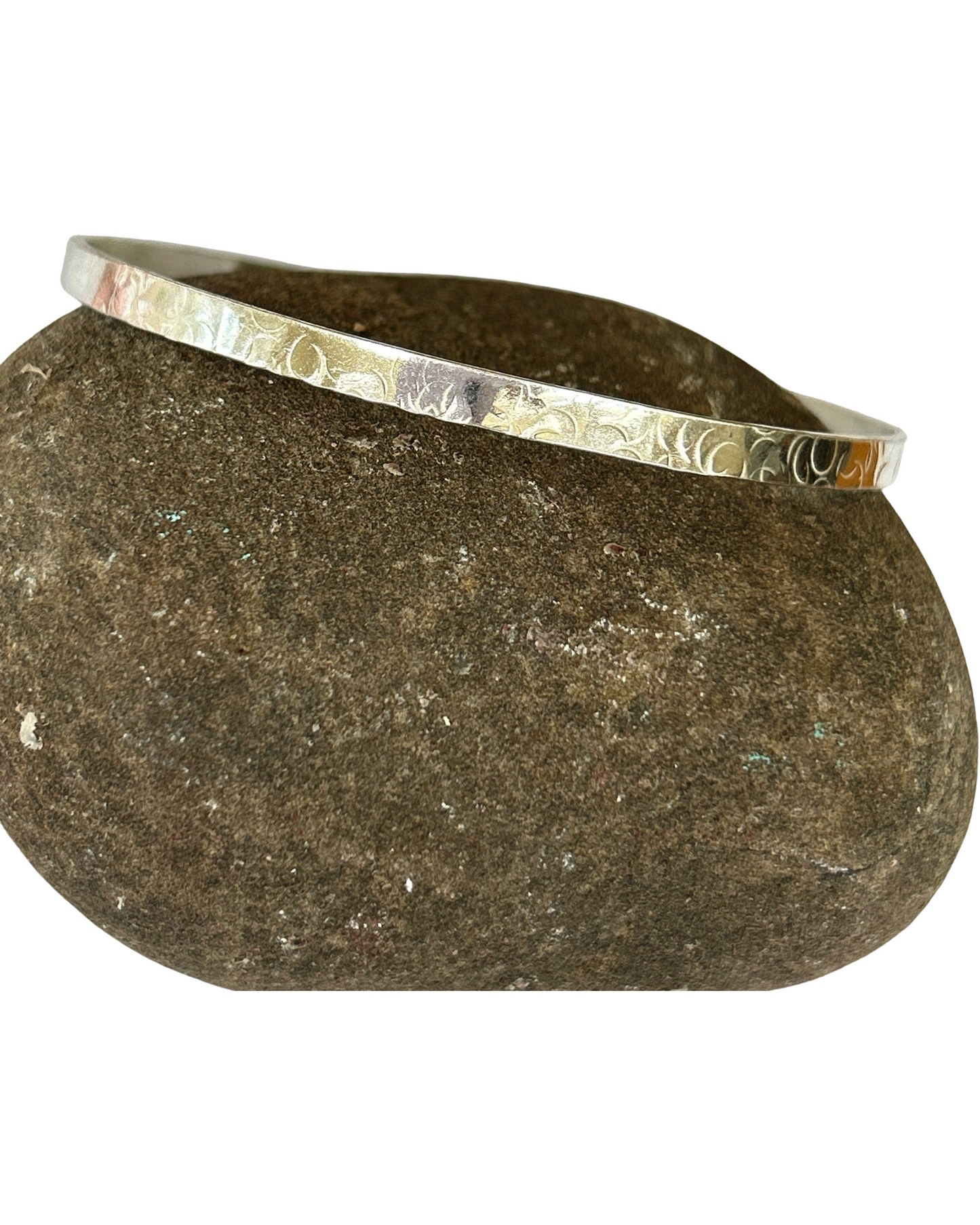 Artisanal Silver Textured Bangle - Silver Lines Jewellery