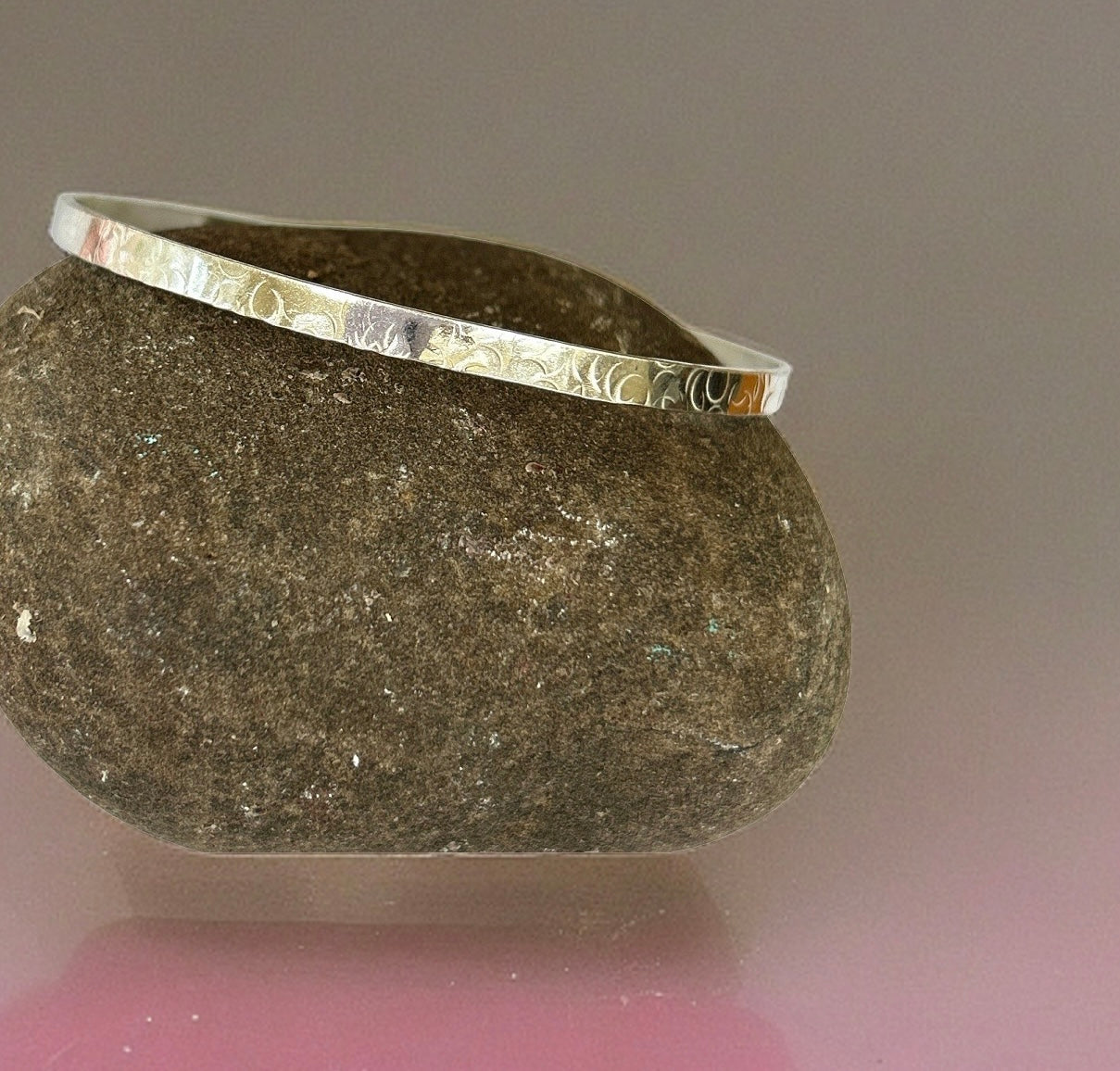 Artisanal Silver Textured Bangle - Silver Lines Jewellery