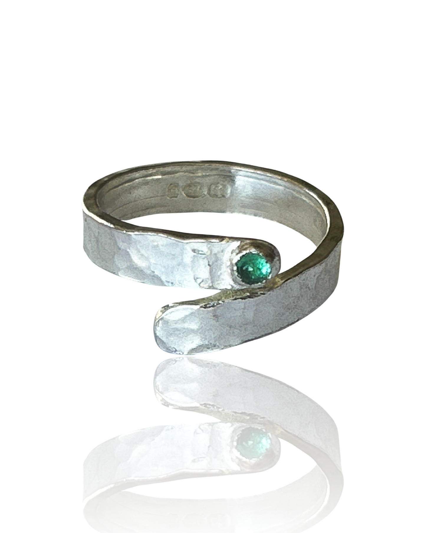 Emerald Silver Wrap Ring - Silver Lines Jewellery