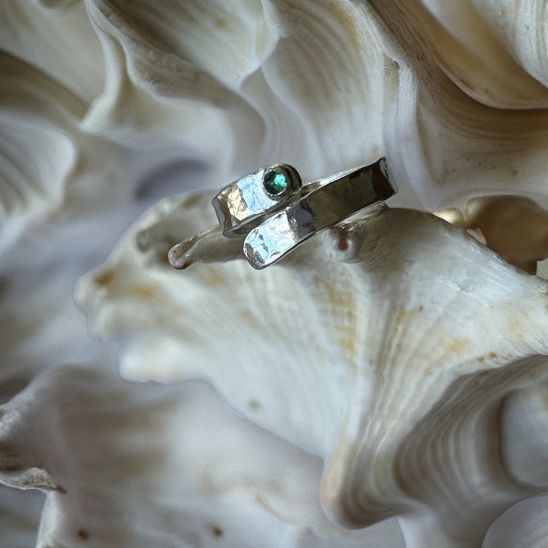 Emerald Silver Wrap Ring - Silver Lines Jewellery