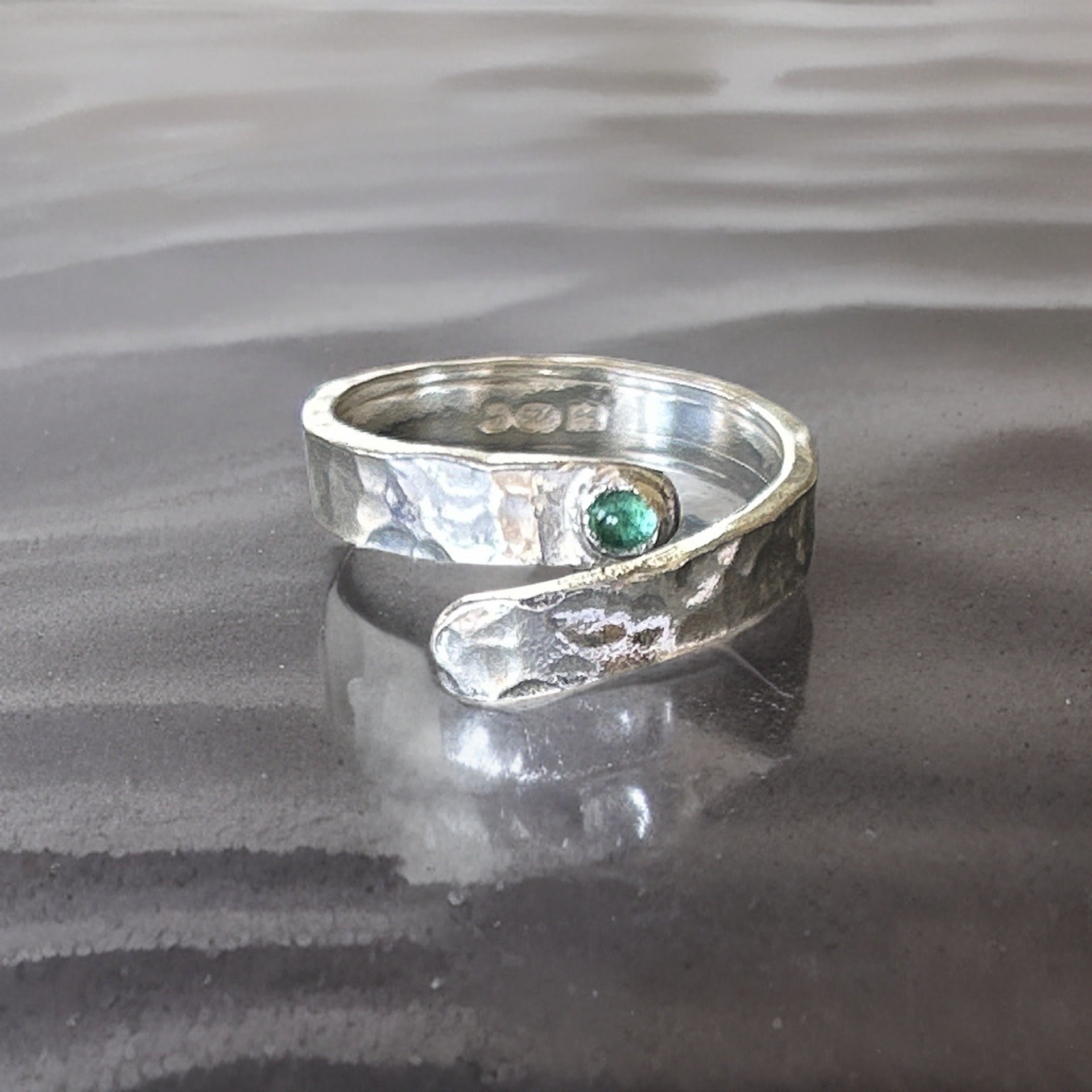 Emerald Silver Wrap Ring - Silver Lines Jewellery