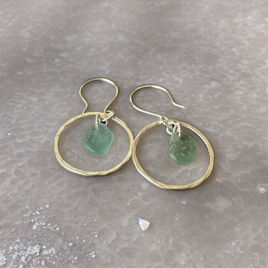 Ocean Sea Glass Hoop Earrings - Silver Lines Jewellery