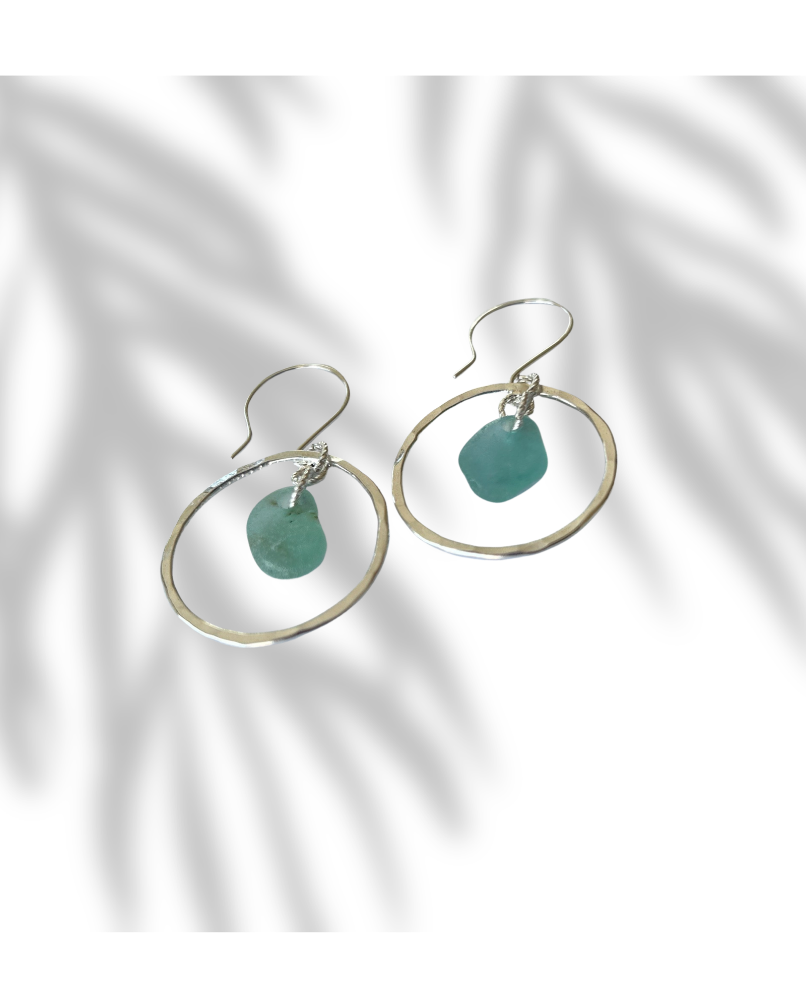 Ocean Sea Glass Hoop Earrings - Silver Lines Jewellery