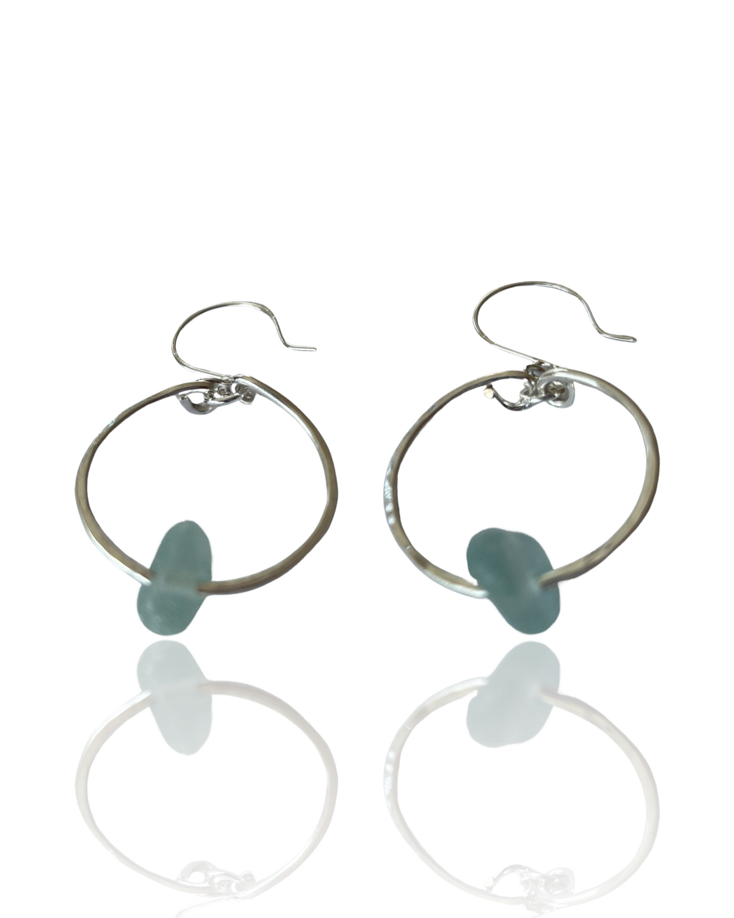 Silver Sea Glass Hoop Earrings - Silver Lines Jewellery