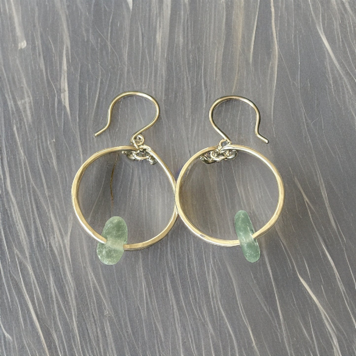 Silver Sea Glass Hoop Earrings - Silver Lines Jewellery