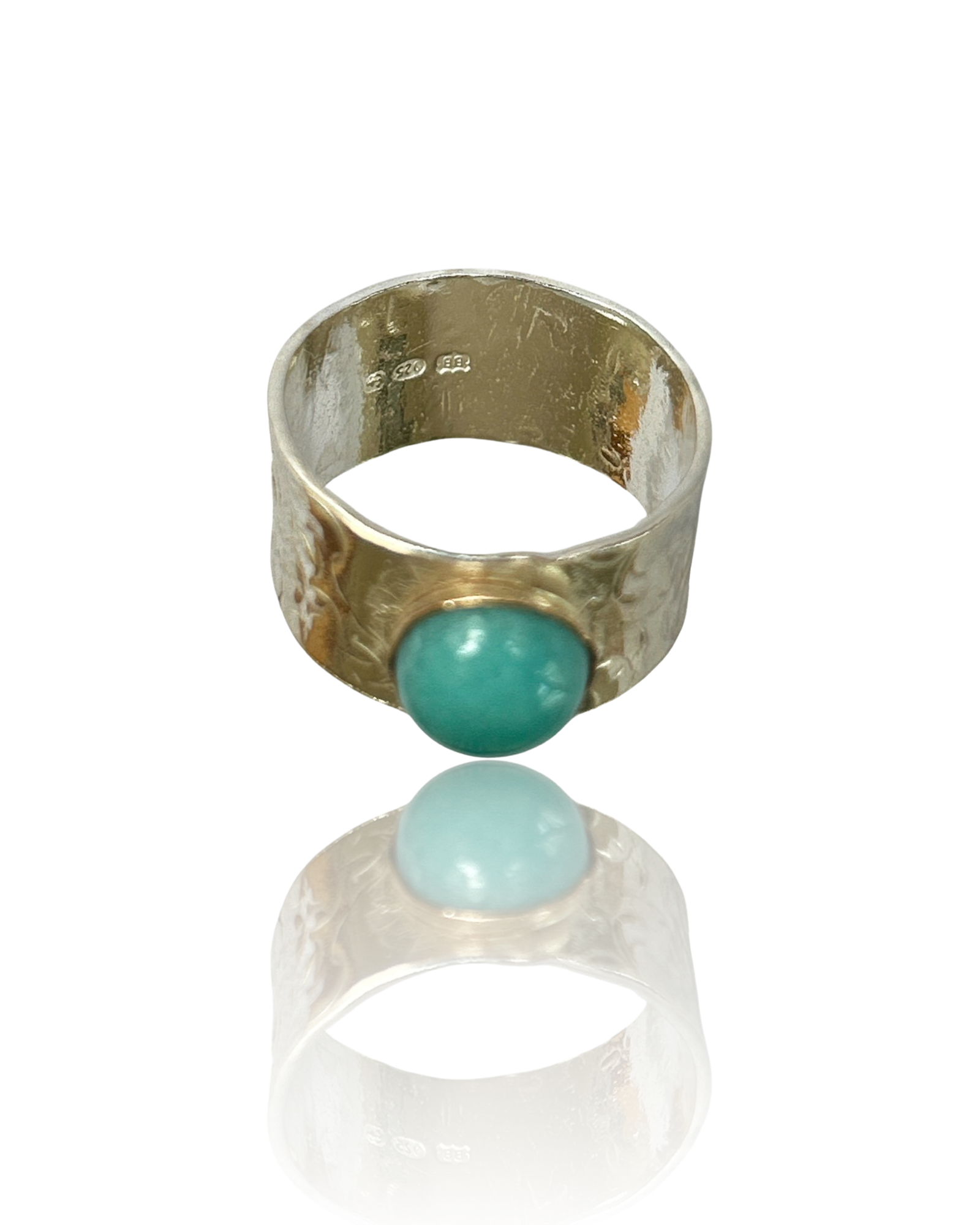 Amazonite Silver Statement Ring - Silver Lines Jewellery