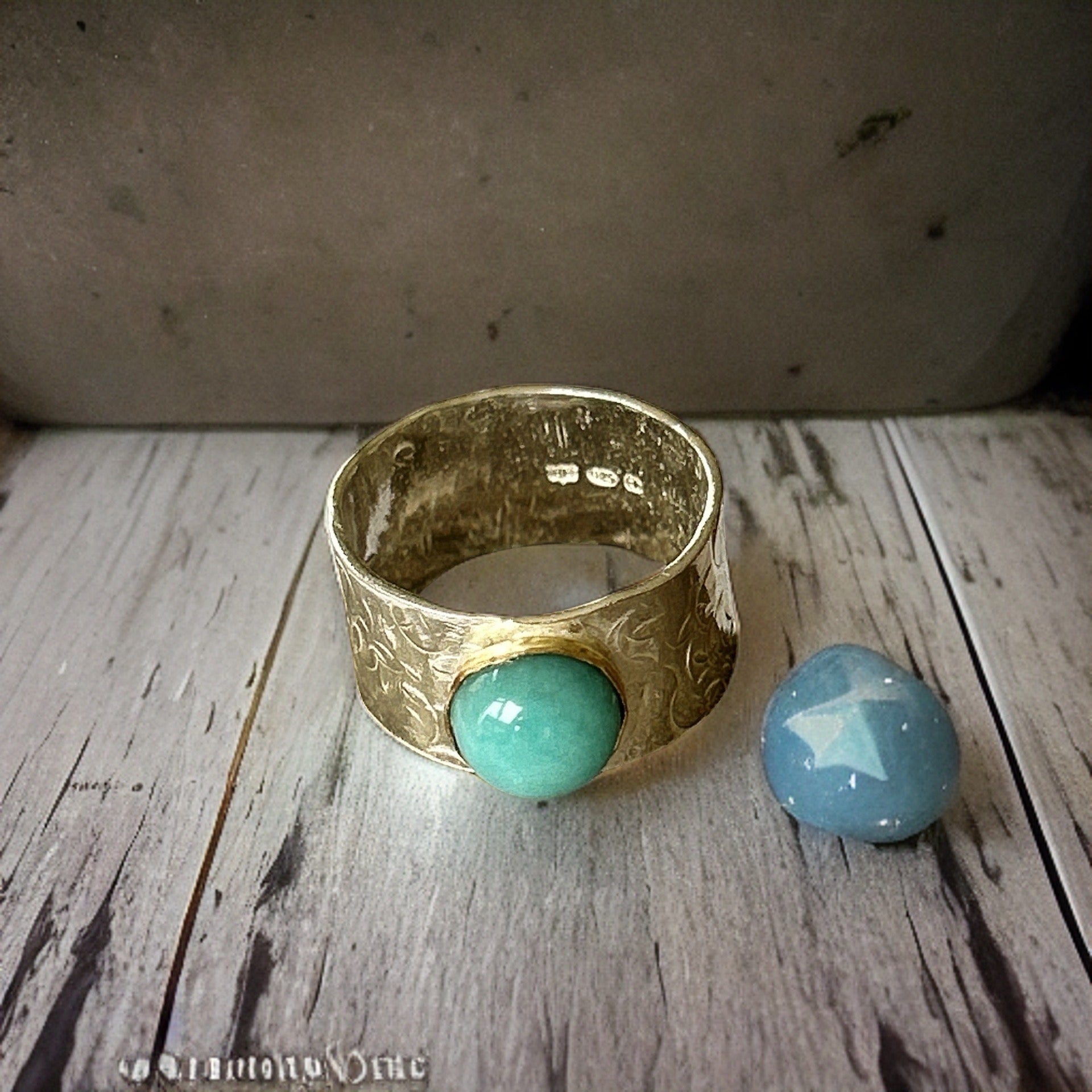 Amazonite Silver Statement Ring - Silver Lines Jewellery