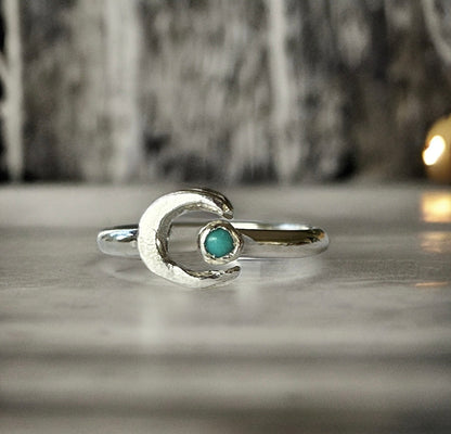 Turquoise Silver Moon Ring - Silver Lines Jewellery