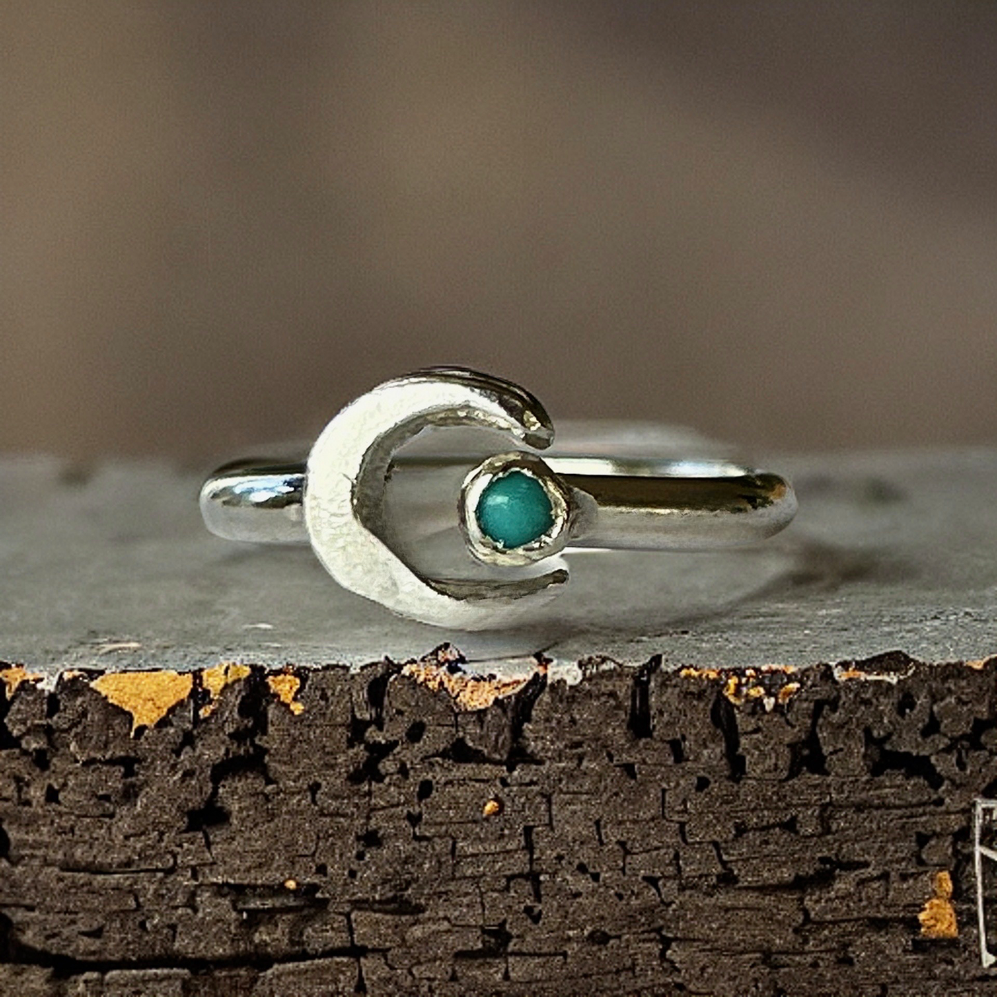 Turquoise Silver Moon Ring - Silver Lines Jewellery